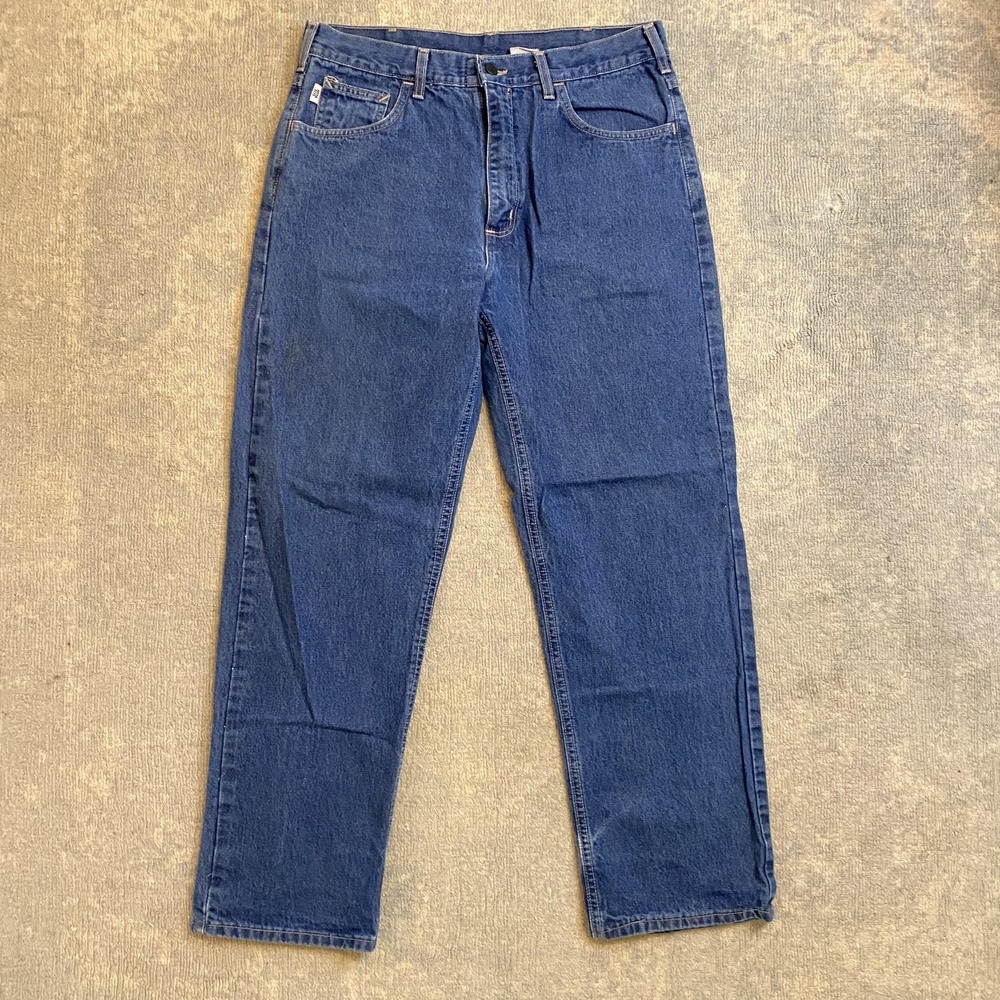 Carhartt FRB100DMM Jeans Mens 34x31 Blue Flame Resistant Relaxed Straight READ